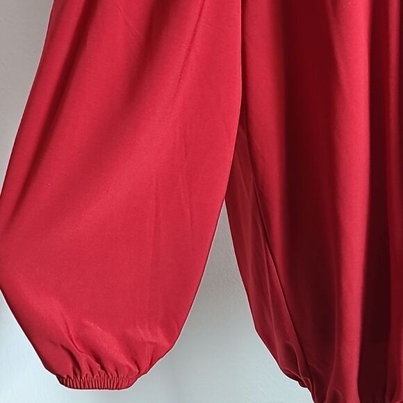 Notations Red Cold-Shoulder Blouse with Elastic Waistband, Size 1X - Picture 5 of 9